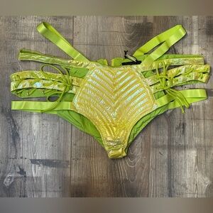 Dolls Kill Neon Green and Yellow Strappy Shorts